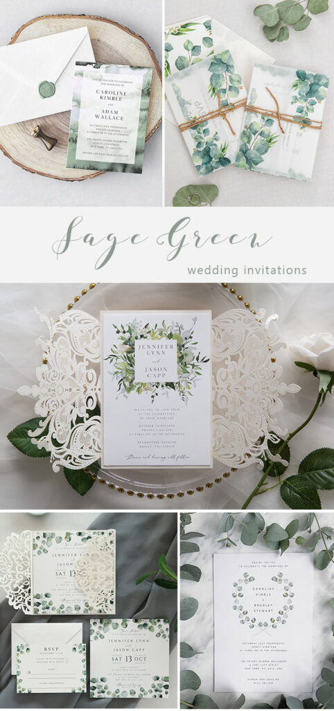 Sage wedding invitations